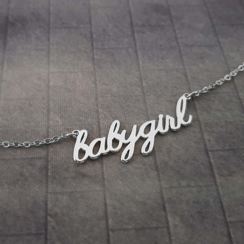 Babygirl Necklace, Babygirl Necklace Personalized, Babygirl Pendant, Baby Girl Necklace, Baby Girl Old English Necklace, Babygirl Chain Gift image 5