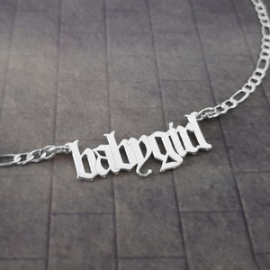 Babygirl Necklace, Babygirl Necklace Personalized, Babygirl Pendant, Baby Girl Necklace, Baby Girl Old English Necklace, Babygirl Chain Gift image 7