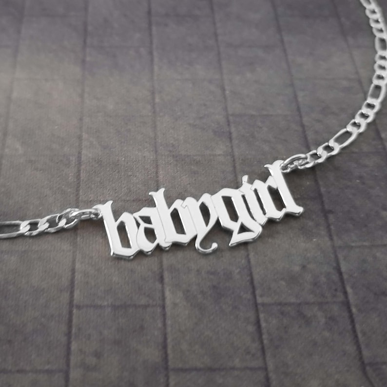 Babygirl Necklace, Babygirl Necklace Personalized, Babygirl Pendant, Baby Girl Necklace, Baby Girl Old English Necklace, Babygirl Chain Gift image 7