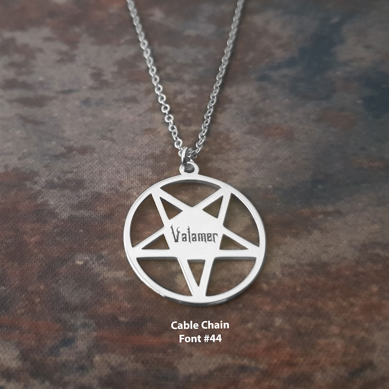 Pentagram Pendant Necklace, Personalized Gothic Pendant Necklace With Name, Pentagram Name Necklace, Occult Jewelry, Wiccan Witch Necklace image 5