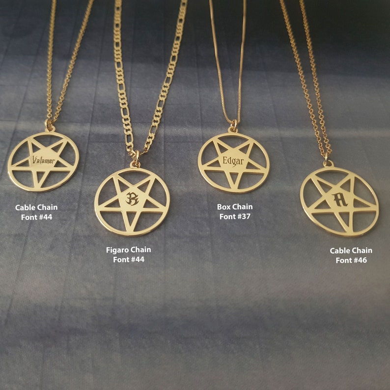 Pentagram Pendant Necklace, Personalized Gothic Pendant Necklace With Name, Pentagram Name Necklace, Occult Jewelry, Wiccan Witch Necklace image 6