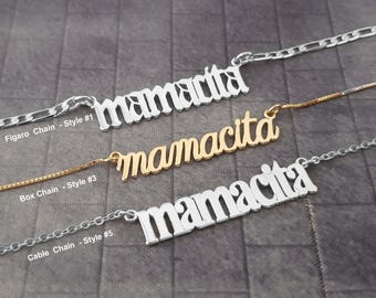 Mamacita Necklace, Mamacita Nameplate Necklace, Mamacita Old English Necklace, Mamacita Pendant, Mamacita Jewelry, Mamacita Gift For Mommy