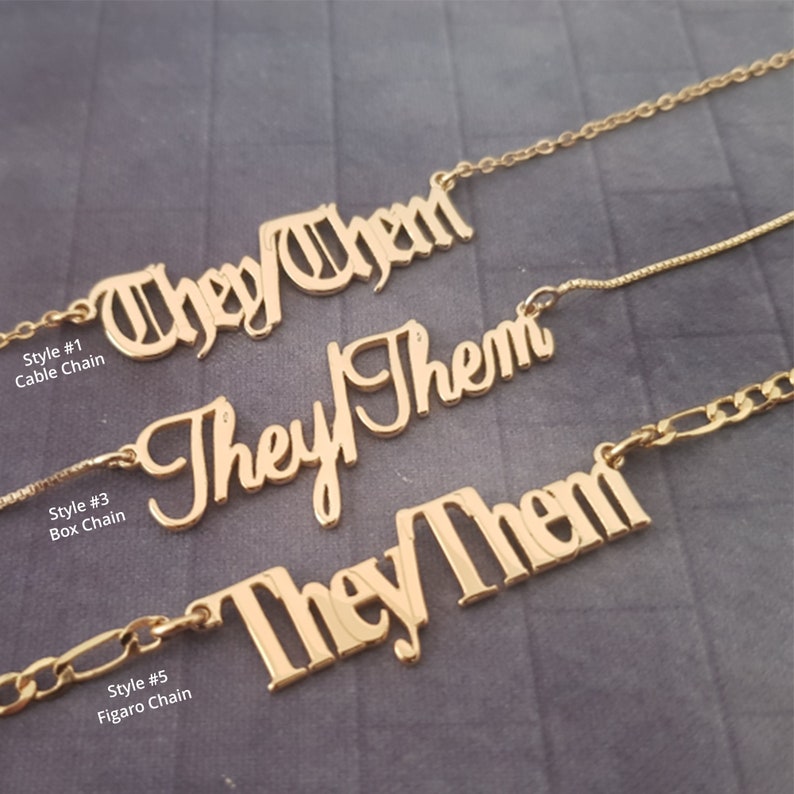 They/Them Necklace, They Them Necklace, Pride jewelry, LGBT Necklace, LGBTQ Jewelry, Pronouns Necklace, Identity Necklace, Gender Fluid image 2