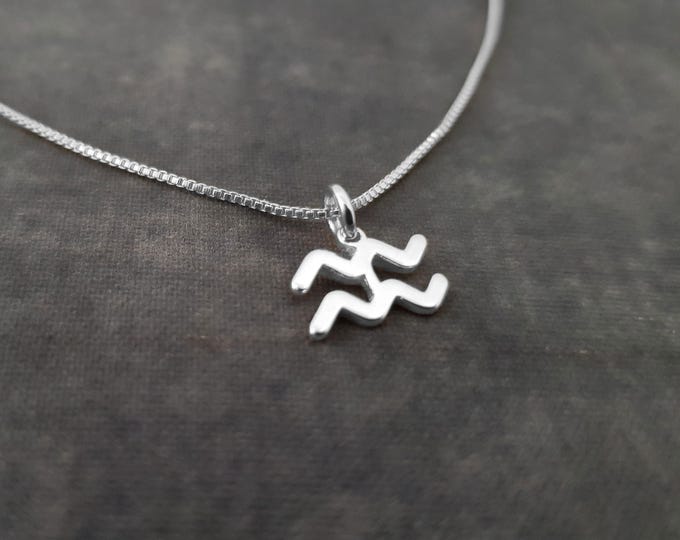Tiny Aquarius Necklace, Tiny Aquarius Symbol Necklace, Tiny Aquarius Zodiac Necklace, Tiny Aquarius Necklace, Tiny Aquarius Constellation