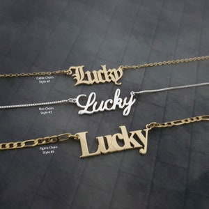 Lucky Necklace, Strength Necklace, Lucky Pendant, Lucky Nameplate Necklace, Lucky Jewelry, Lucky Necklace 5 Styles, Lucky Necklace for Women