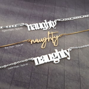 Naughty Necklace, Naughty Name Necklace, Naughty Name Pendant, Naughty Gifts For Her, Naughty Jewelry, Naughty Gifts, Custom Naughty Necklac