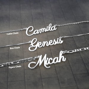 Name Necklace Gold, Custom Name Jewelry, Sterling Silver Name Necklace, Custom Dainty Nameplate, Personalized Word Necklace, Name Pendant