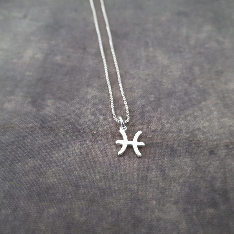 Tiny Pisces Necklace, Tiny Pisces Symbol Necklace, Tiny Pisces Zodiac Necklace, Tiny Pisces Necklace, Tiny Pisces Constellation Gift image 3