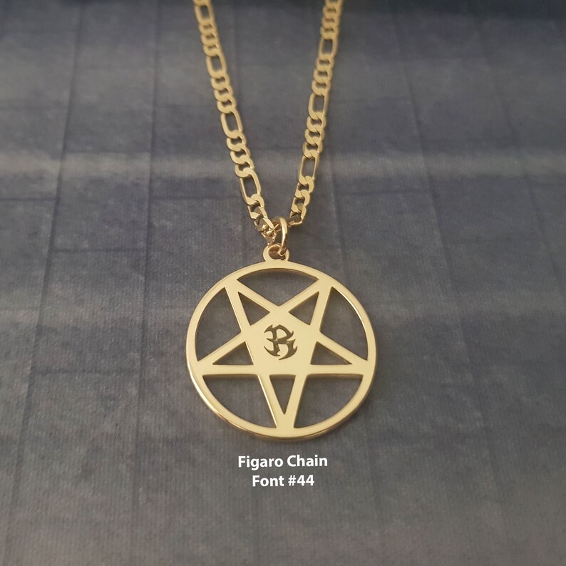 Pentagram Pendant Necklace, Personalized Gothic Pendant Necklace With Name, Pentagram Name Necklace, Occult Jewelry, Wiccan Witch Necklace image 4