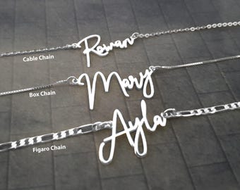 Cursive Name Necklace, Personalized Nameplate Necklace, Custom Dainty Name Necklace, Handwriting Necklace, Dainty Nameplate Necklace Gift