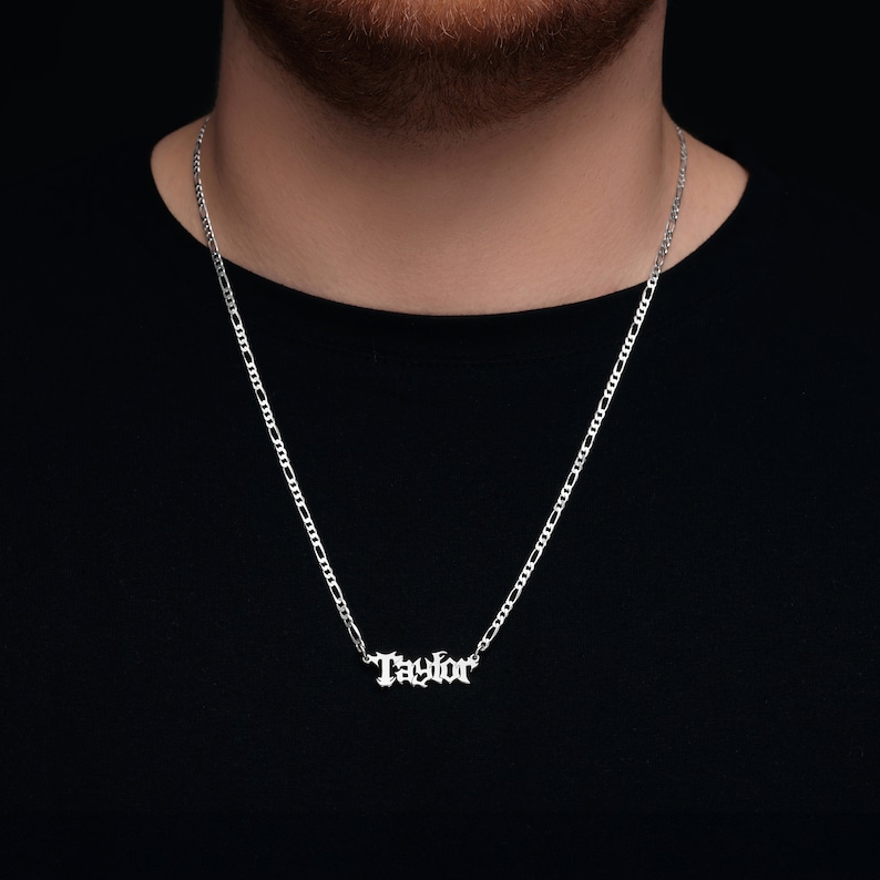 Halloween 2024, Gothic Nameplate Necklace, Customized Old English Name