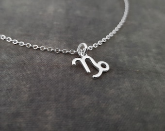 Tiny Capricorn Necklace, Tiny Capricorn Symbol Necklace, Tiny Capricorn Zodiac Necklace, Tiny Capricorn Necklace, Tiny Capricorn Gift
