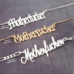 Motherfucker Necklace, Motherfucker Name Necklace, Motherfucker Pendant, Rude badboy Gift, Motherfucker Jewelry, Fuck Off Jewelry