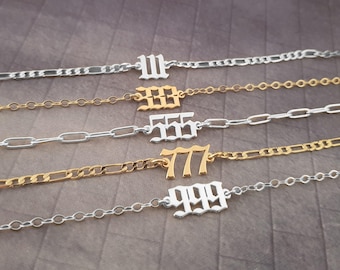 Fint armband/fotlänk med änglanummer, änglanummerhänge, lyckonummerarmband, gammalengelskt nummerarmband, numerologiarmband