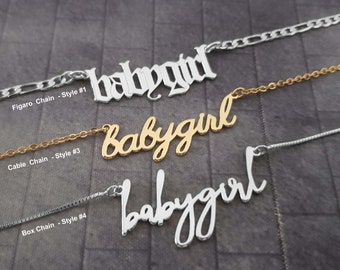 Babygirl Necklace, Babygirl Necklace Personalized, Babygirl Pendant, Baby Girl Necklace, Baby Girl Old English Necklace, Babygirl Chain Gift