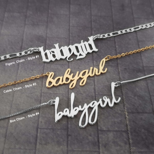 Babygirl Necklace, Babygirl Necklace Personalized, Babygirl Pendant, Baby Girl Necklace, Baby Girl Old English Necklace, Babygirl Chain Gift