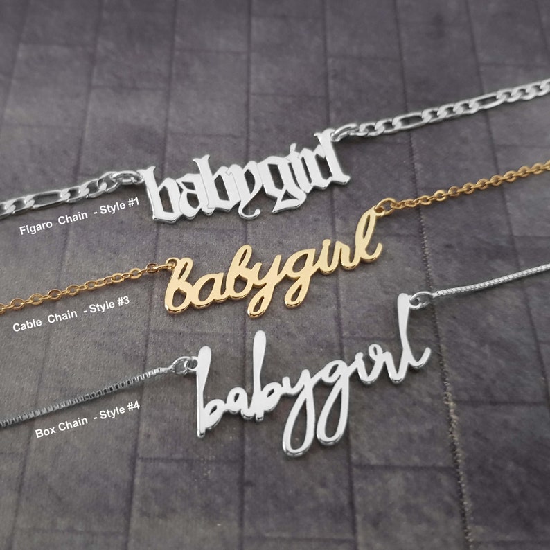 Babygirl Necklace, Babygirl Necklace Personalized, Babygirl Pendant, Baby Girl Necklace, Baby Girl Old English Necklace, Babygirl Chain Gift image 1