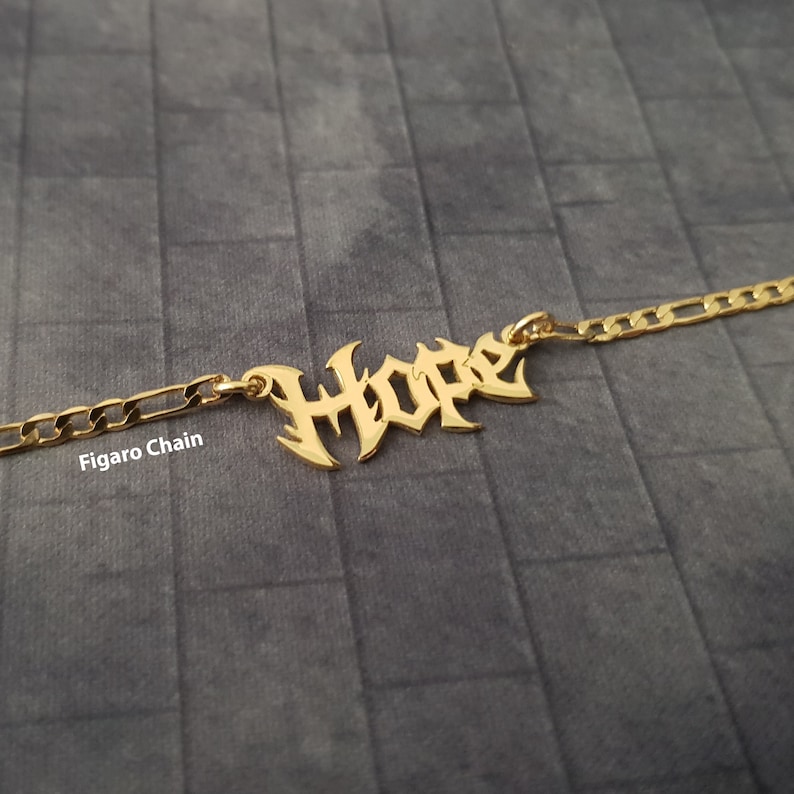 Halloween 2024, Gothic Nameplate Necklace, Customized Old English Name
