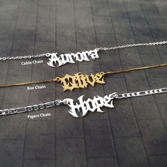 Gothic Nameplate Necklace Customized 
