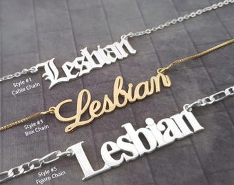 Lesbian Necklace, Lesbian Gifts for Girlfriend, Pride Necklace, LGBT jewelry, Lesbian Wife Gift, Lesbian Necklace 5 Styles, Lesbian Couple