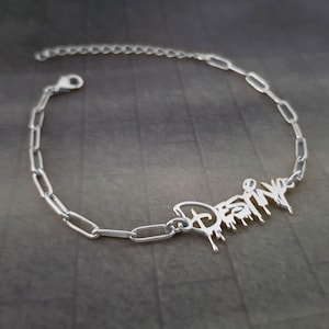 Bracciale/cavigliera con nome gotico, ciondolo con nome in inglese antico, braccialetto con carattere inglese antico, braccialetto con nome in inglese antico, regalo per lei