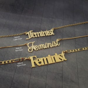 Feminist Necklace, Gender Equality, Girl Power Necklace, Female Empowerment, Feminist Movement Statement Necklace, Femme Fatale Necklace image 2