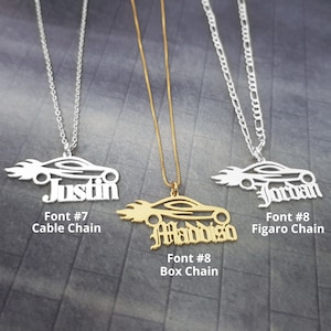 Collier voiture de course personnalisé, cadeau personnalisé pour amateur de voitures, cadeau garagiste, cadeaux pilote, cadeaux personnalisés pour lui, bijoux pendentifs de voiture