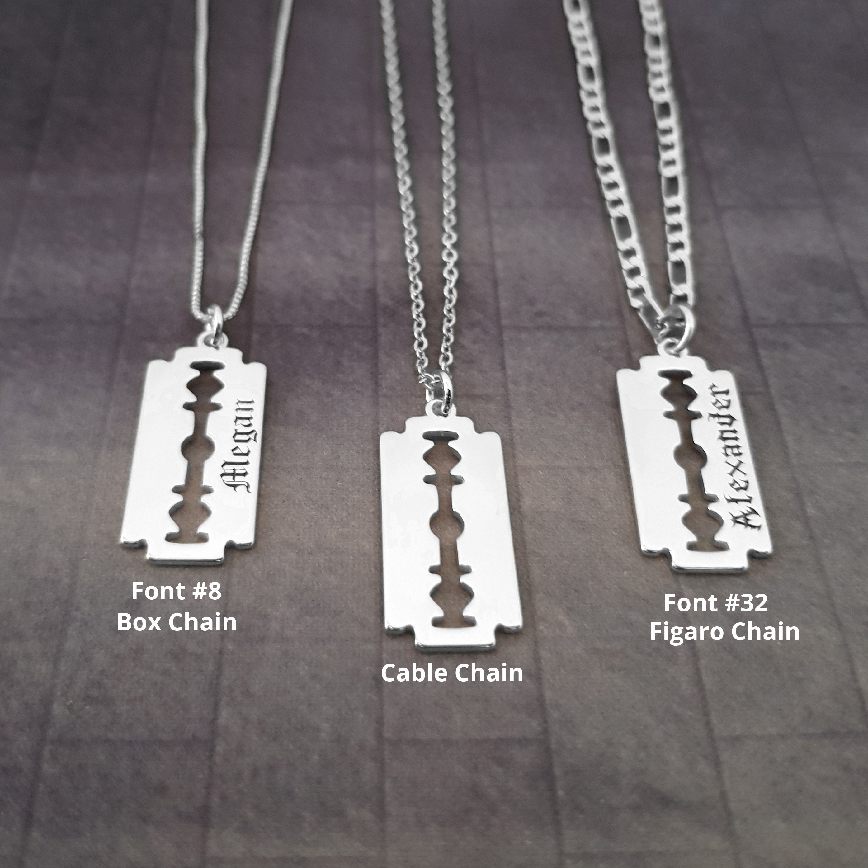 Razor Blade Necklace Personalized Razor Blade Pendant With 