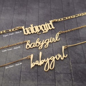Babygirl Necklace, Babygirl Necklace Personalized, Babygirl Pendant, Baby Girl Necklace, Baby Girl Old English Necklace, Babygirl Chain Gift image 2