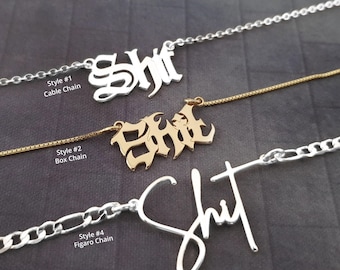 Shit Necklace, Shit Name Necklace, Crap Pendant, Shit Nameplate Necklace, Poop Jewelry, Shit Necklace 5 Styles, Mature Necklace Funny Gift