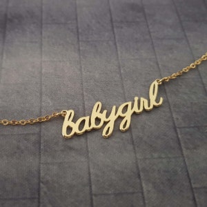 Babygirl Necklace, Babygirl Necklace Personalized, Babygirl Pendant, Baby Girl Necklace, Baby Girl Old English Necklace, Babygirl Chain Gift image 6