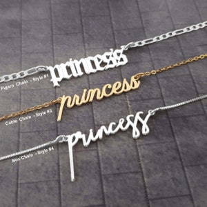 Princess Necklace, Princess Necklace Charm, Princess Necklace For Little Girls, Princess Name Necklace, Old English Princess Necklace Gift