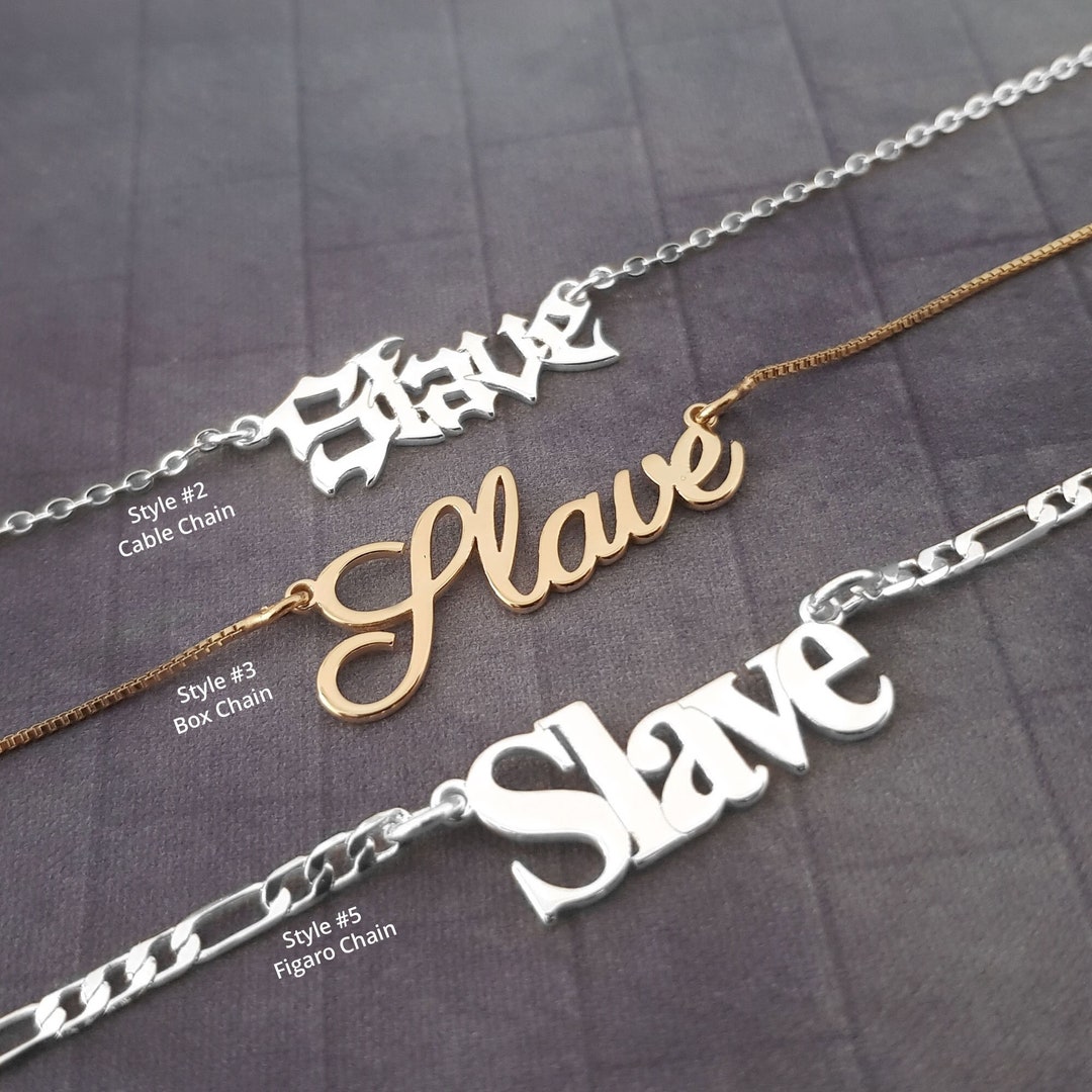 Slave Necklace, Slave Name Necklace, Slave Pendant, Kinky Nameplate