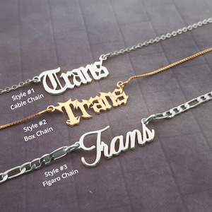 Trans Necklace, Pride jewelry, LGBT Necklace, LGBTQ Jewelry, Pronouns Necklace, Identity Necklace, Gender Fluid