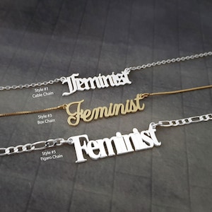 Feminist Necklace, Gender Equality, Girl Power Necklace, Female Empowerment, Feminist Movement Statement Necklace, Femme Fatale Necklace image 1