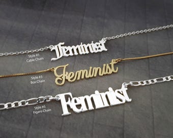 Feminist Necklace, Gender Equality, Girl Power Necklace, Female Empowerment, Feminist Movement Statement Necklace, Femme Fatale Necklace