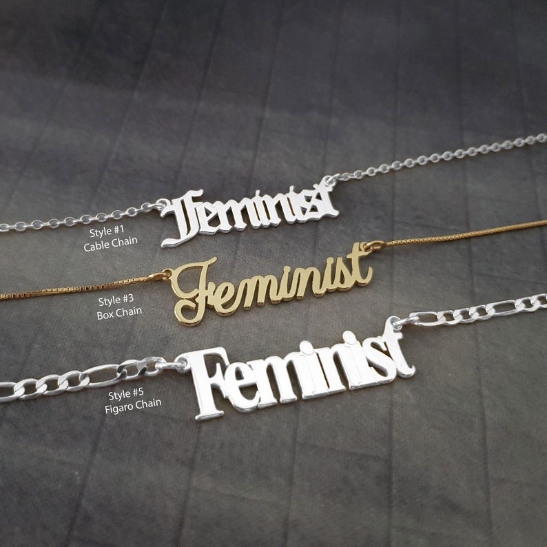 Feminist Necklace, Gender Equality, Girl Power Necklace, Female Empowerment, Feminist Movement Statement Necklace, Femme Fatale Necklace image 1