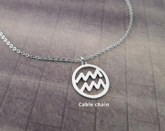 Aquarius Sign Necklace, Aquarius Symbol Necklace, Aquarius Zodiac Necklace, Aquarius Necklace For Women And Men, Aquarius Constellation Gift