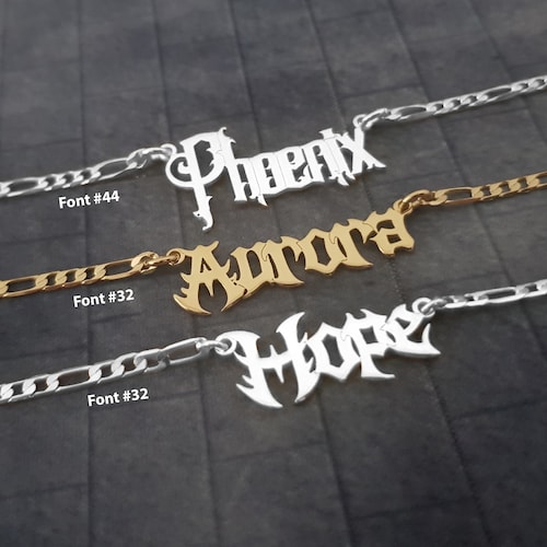 Old English Name Necklace Goth Necklace 