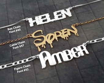 Collier personnalisé avec pendentif prénom, argent sterling plaqué or 18 carats, avec le nom de votre choix