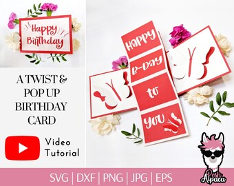 Birthday pop up card svg, Happy birthday card svg files for cricut, 3d card svg, greeting card template, papercut, svg for cards, popup card