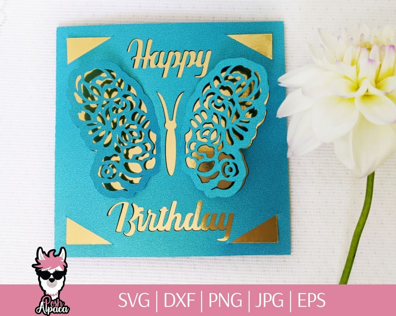 Download 3D birthday card svg with butterfly butterfly card svg | Etsy
