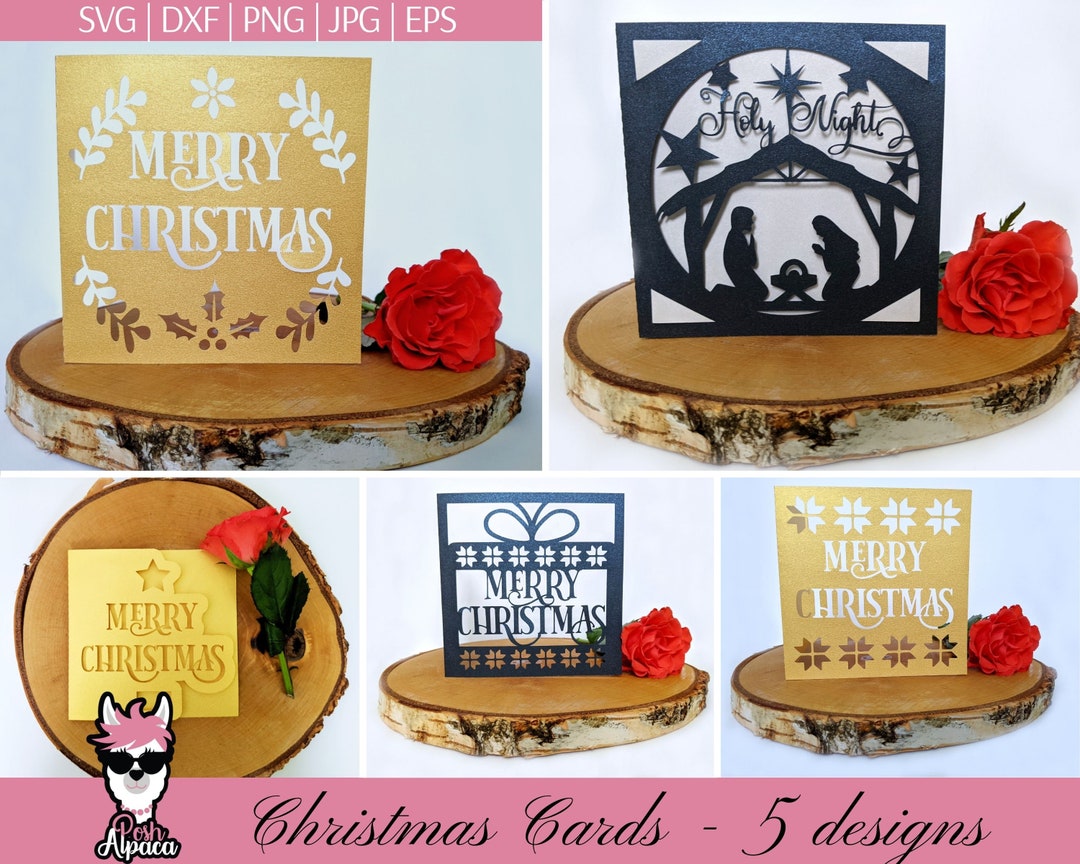 Christmas Card Svg Bundle Christmas Svg File for Cricut - Etsy