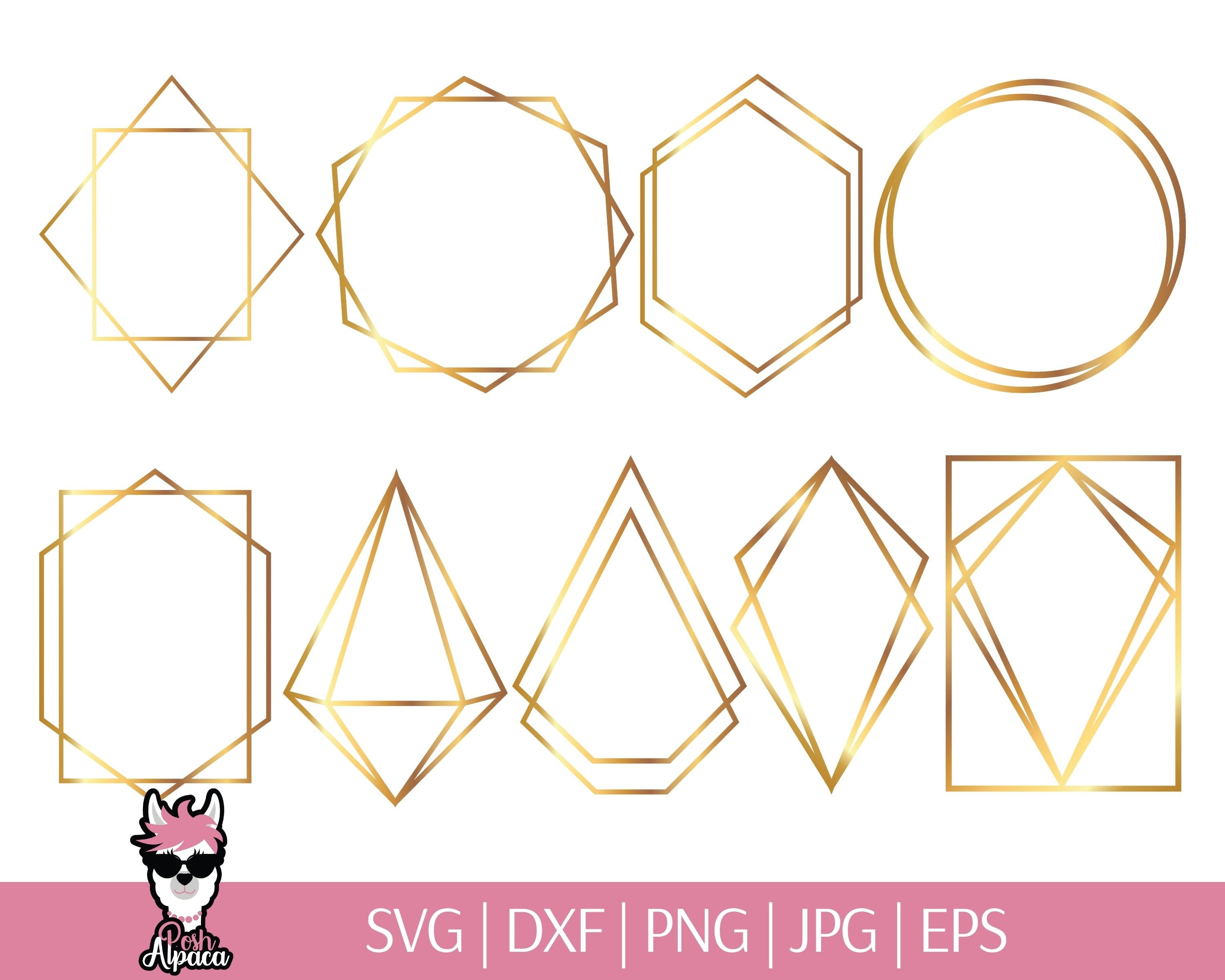 Geometric Frame SVG Geometric Shapes SVG Gold Polygonal - Etsy Canada