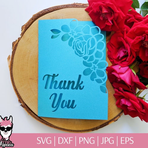 Thank You Card Cricut SVG Cut File Gate Fold Card Template Etsy