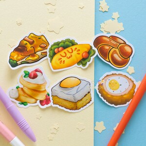 Lot d'autocollants de journalisation découpés avec des matrices d'art de nourriture aux oeufs - Sticker déco Scrapbooking mignon coloré de style kawaii