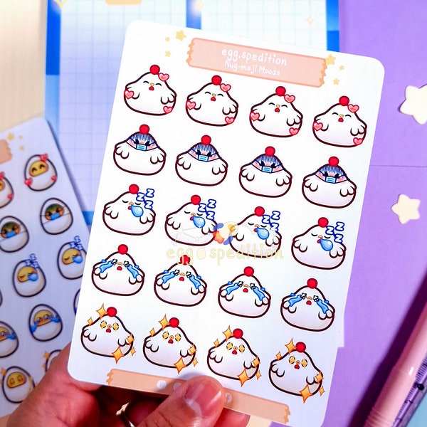 Chicken Nugget Mood Sticker Sheet - Emotions Journaling Emoji Feelings Mental Health Tracker