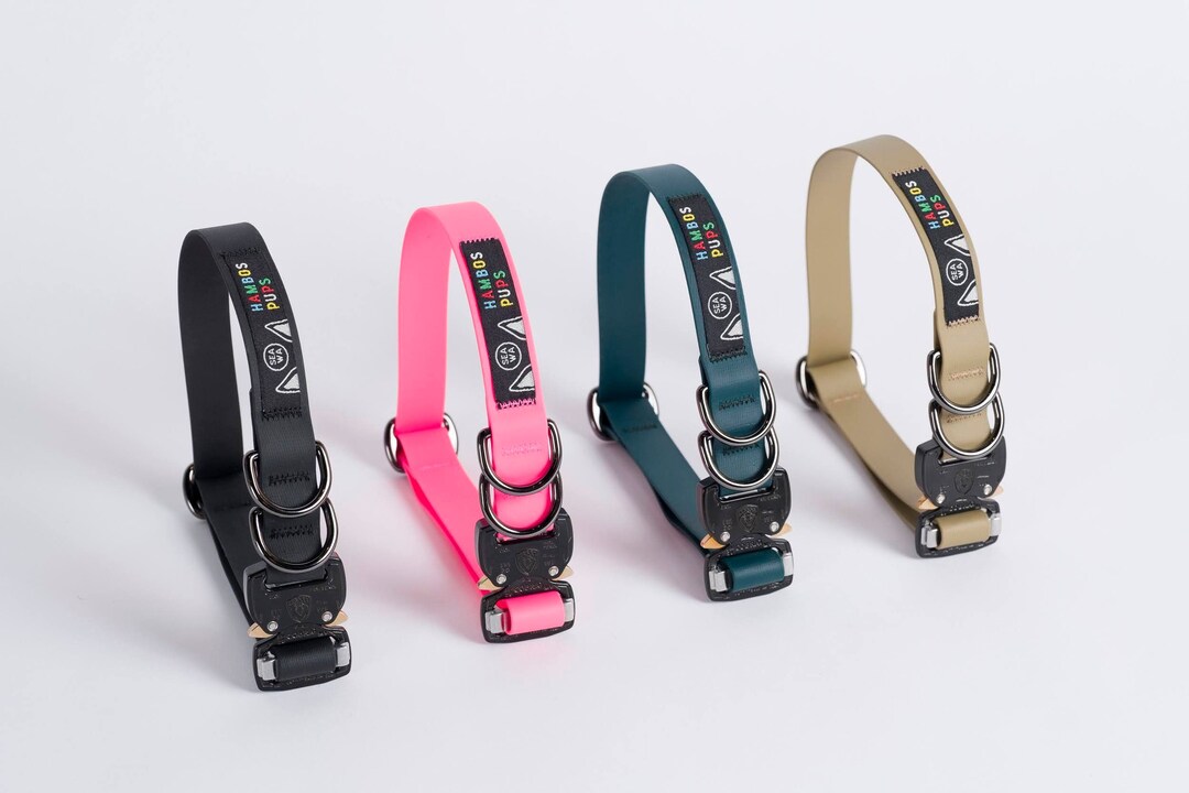 PNW Dry Collar COBRA BUCKLE, Biothane Dog Collar, Tan, Black, Pink