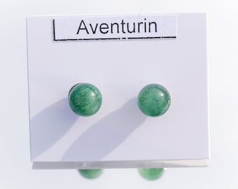 Green Aventurine 6mm earring- Stud Earrings- Gift for Her- Gemstone Earrings- Natural Aventurine Quartz - Stainless Steel base