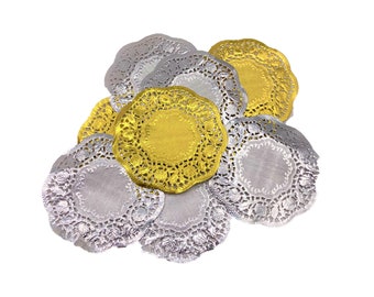 Christmas crafts | Gold & silver paper doilies | Pack of 10 | white backed | 13.5 cm diameter